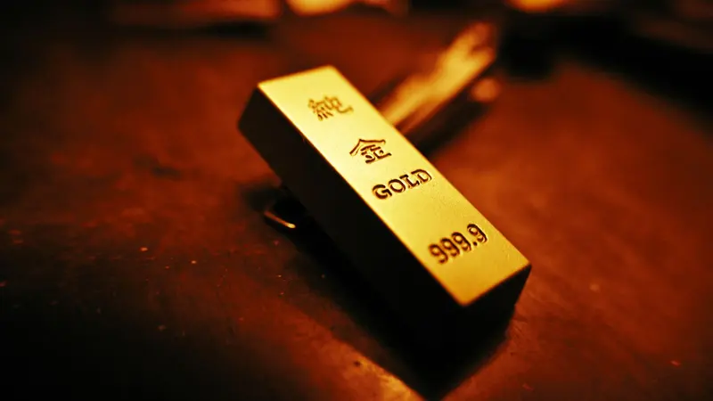 Lingot d'or en gros plan